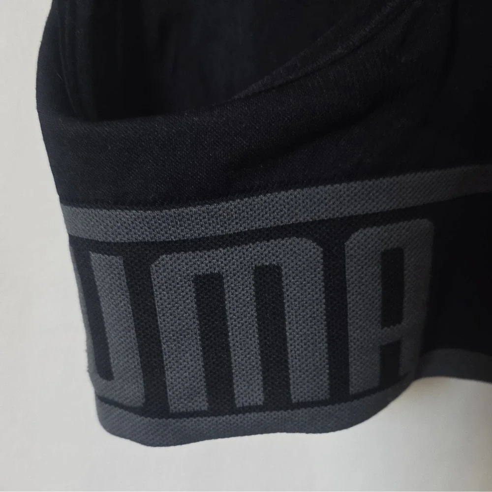 PUMA Black Racerback Sports Bra Wireless Size S Polyester Nylon Spandex Women